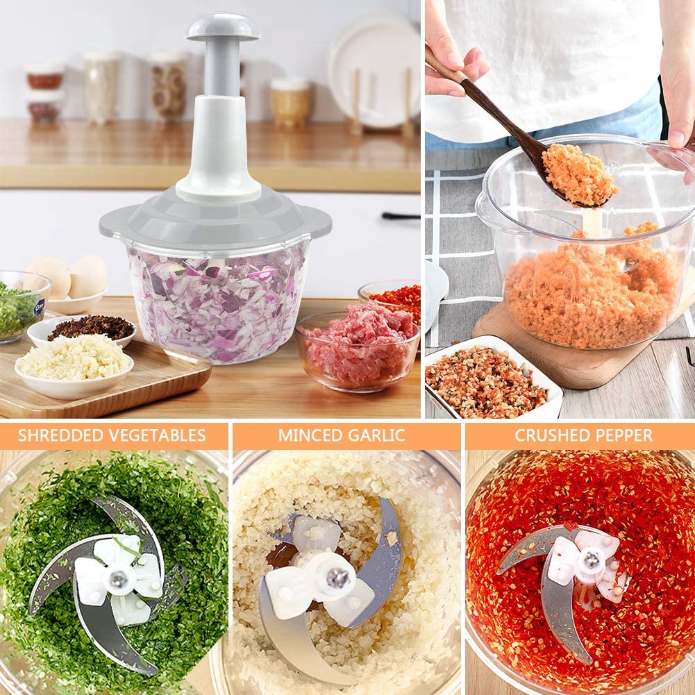Manual Hand Push Chopper and Mixer - 2 Liter - 4 Blades