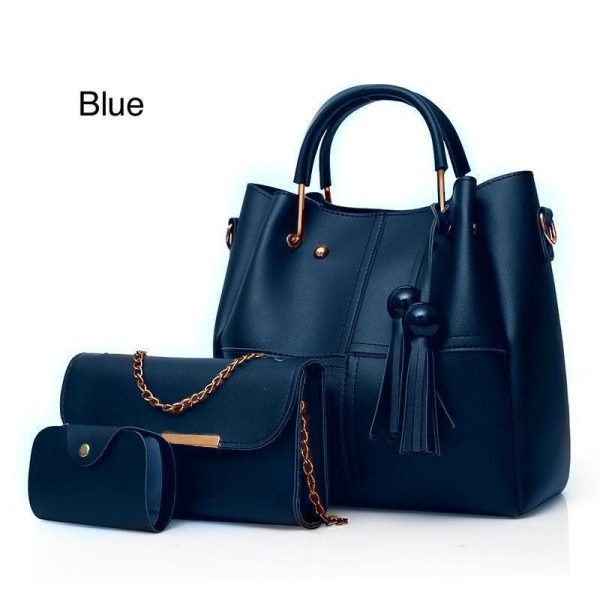 Handbag Set with Hand Clutch and Mini Wallet - Set Of 3