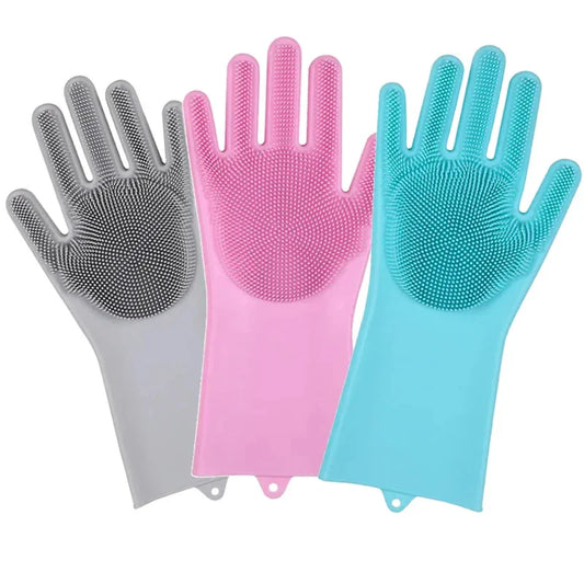 Pair Of Silicone Washing Full Finger Gloves