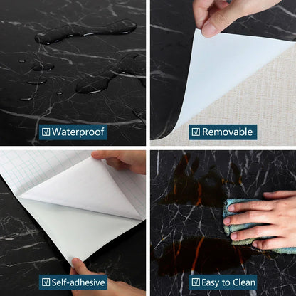 Marble Sheet For Kitchen Shelves Black/White (24x78 inches)
