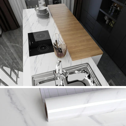 Marble Sheet For Kitchen Shelves Black/White (24x78 inches)