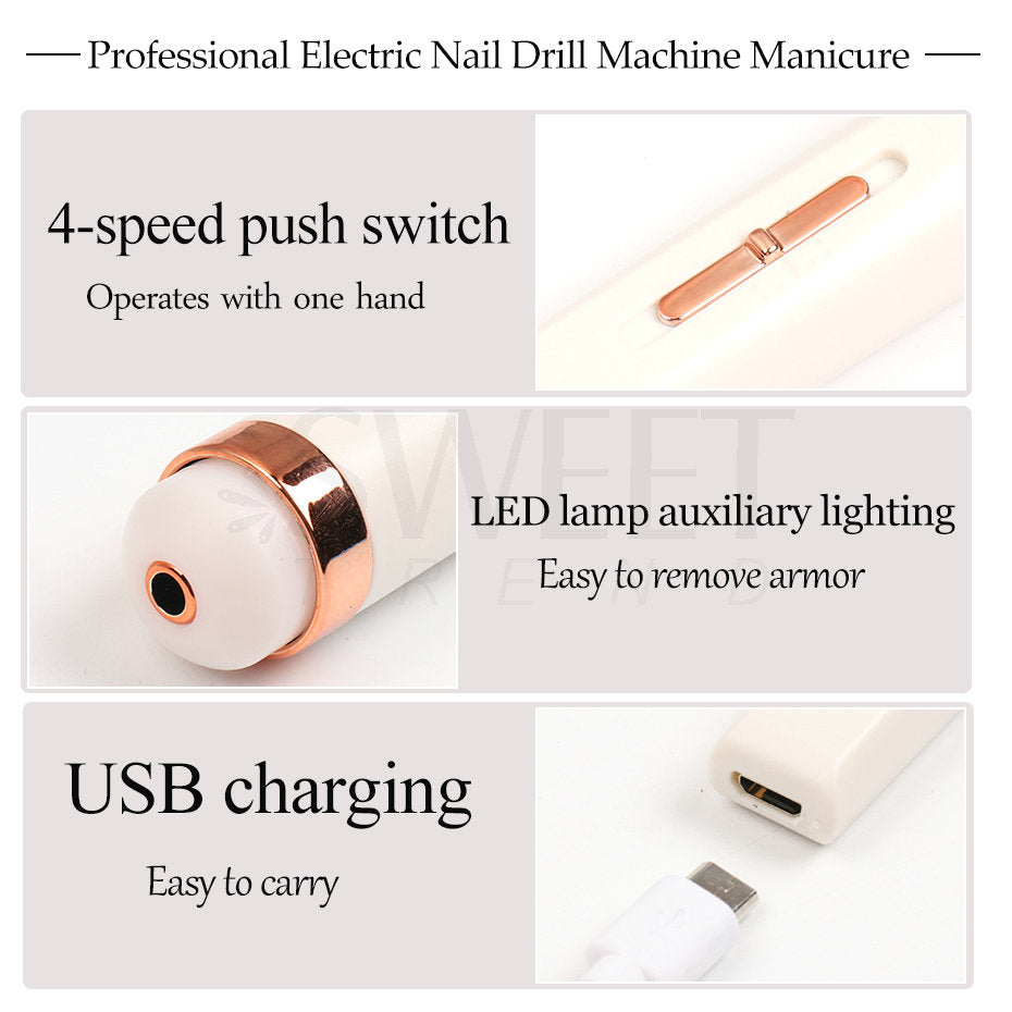 Salon Nails Kit - Electric Nail Drill Machine - Professional Manicure Machine