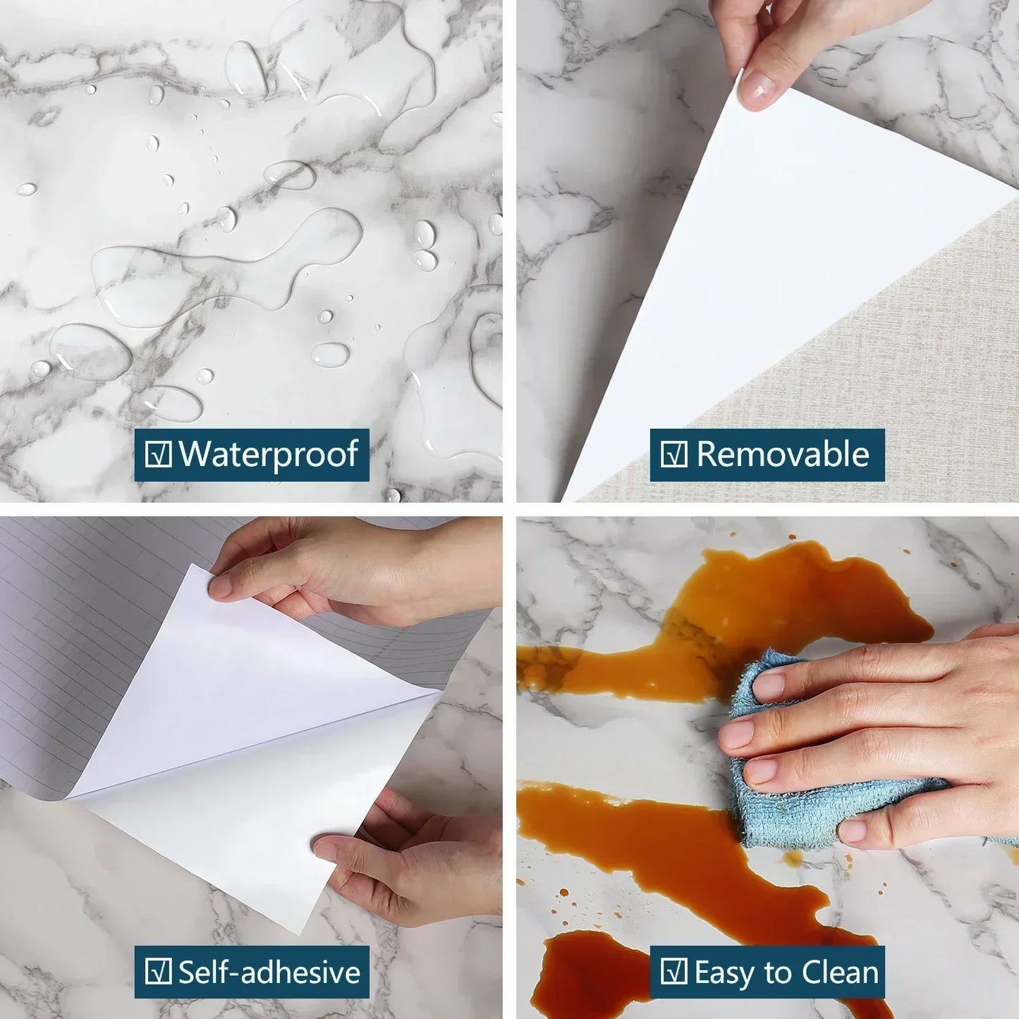 Marble Sheet For Kitchen Shelves Black/White (24x78 inches)