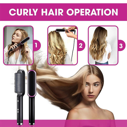 2 In 1 Electric Hair Straightener & Curling Comb