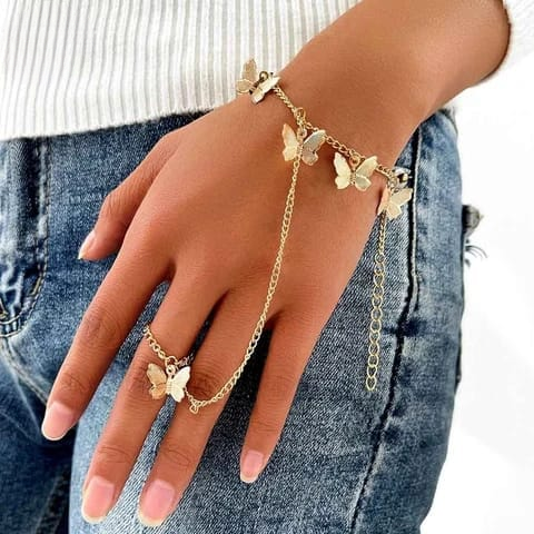 Butterfly Hand Charm Bracelet For Girls