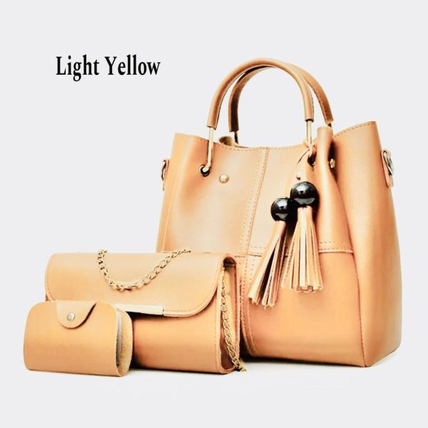 Handbag Set with Hand Clutch and Mini Wallet - Set Of 3