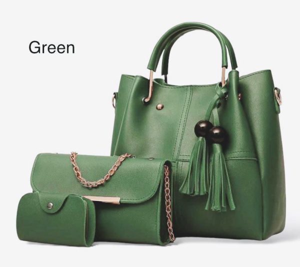 Handbag Set with Hand Clutch and Mini Wallet - Set Of 3