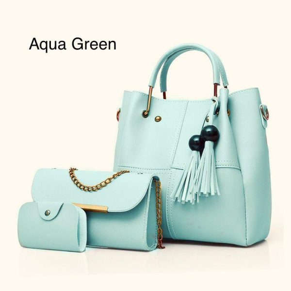 Handbag Set with Hand Clutch and Mini Wallet - Set Of 3