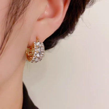 Korean Luxury Zirconium Hoops Earrings For Girls