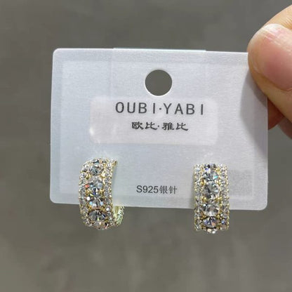 Korean Luxury Zirconium Hoops Earrings For Girls