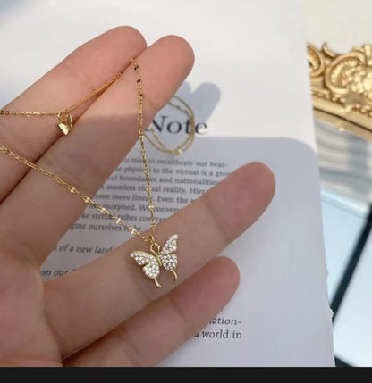 Multi Layer Diamond Butterfly Chain For Girls – Trendy Beautiful Look (GOLDEN)