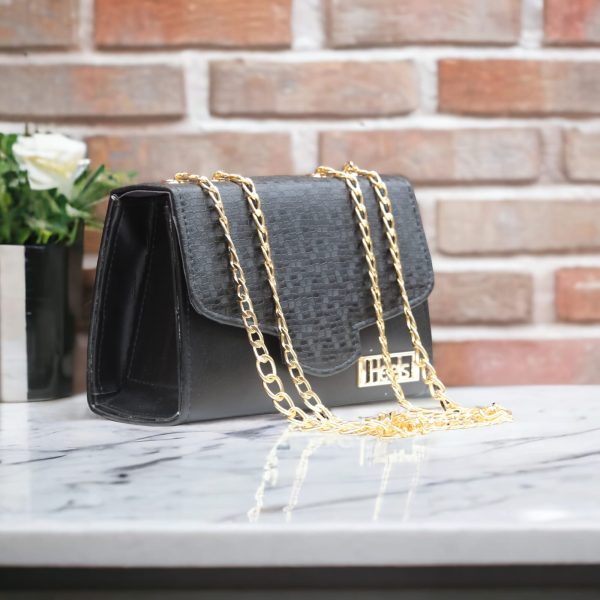 Hand Bag With Top Handle And Long Chain Strap