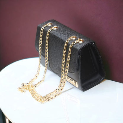 Hand Bag With Top Handle And Long Chain Strap