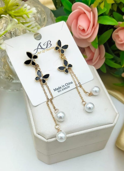 Unique Design Elegant Delicate Pearl Butterfly Tassel Earrings Women Jewelry Wedding Party Fine Gifts